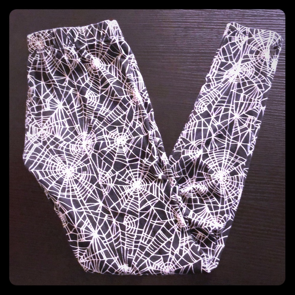Youth Spider Web Halloween Leggings Tights M 7-9